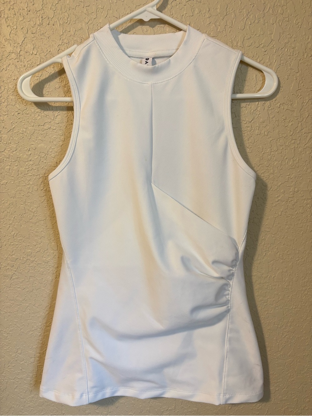 Athleta White Sleeveless Mock Neck Tank Top